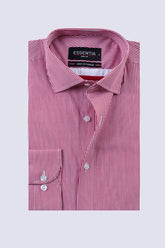 White & Red Stripe Men's Dress Shirt